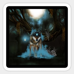 Awesome wolf in the night Sticker